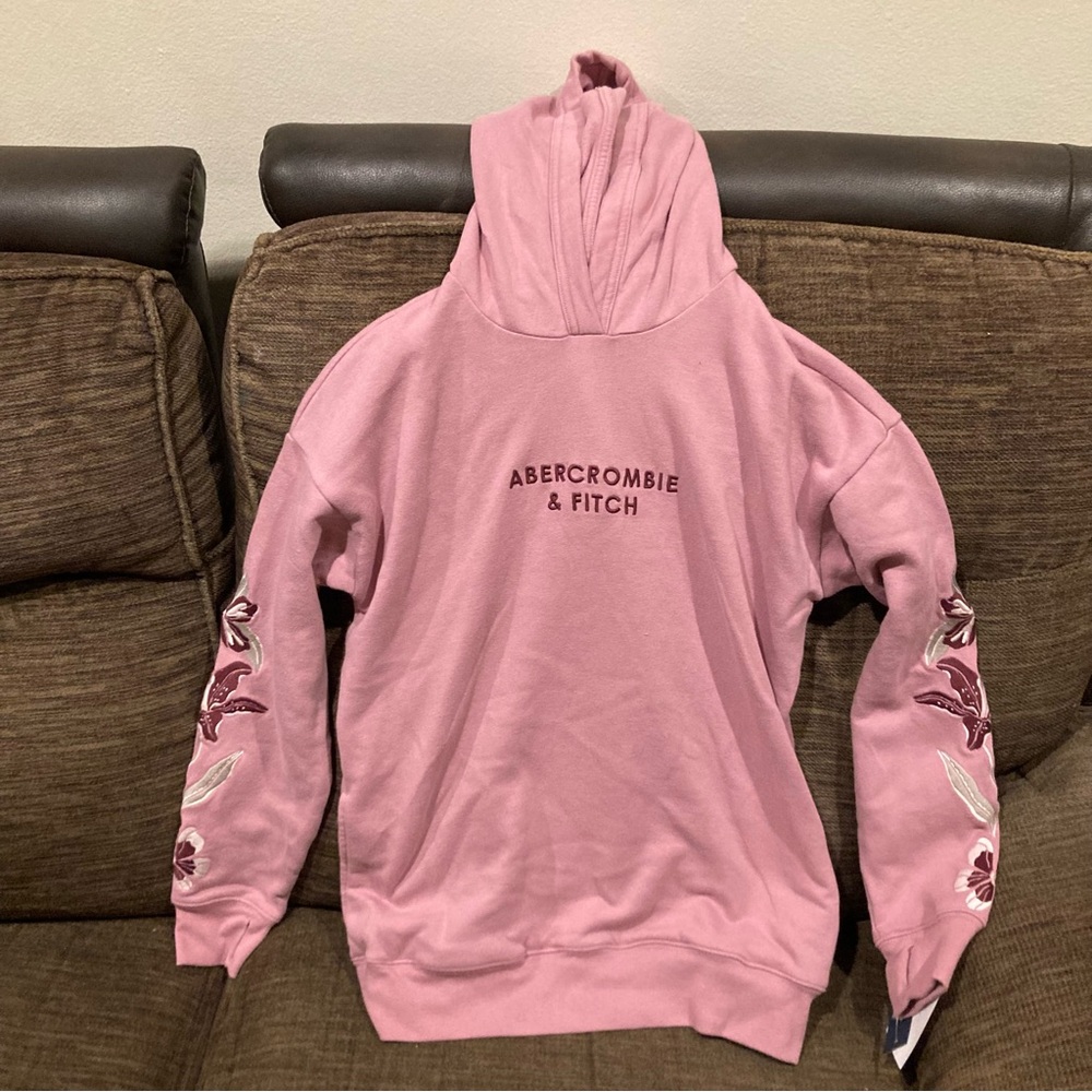 Abercrombie Kids Girls' Embroidered Pull-On Hoodie - Mauve/Orchid Size 15/16